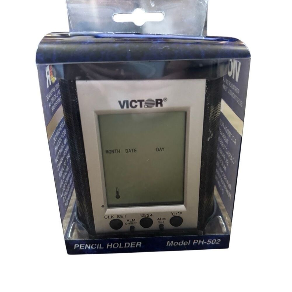 Victor Digital Clock Pencil Holder PH-502 - Desk Organizer - Brand New in Box